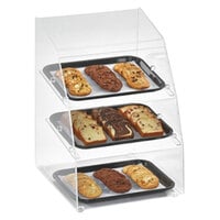 Vollrath MBC1014-3R-06 Medium Classic 3 Tray Acrylic Bakery Display Case with Split Rear Doors - 14 1/2 inch x 17 inch x 21 inch