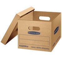 Banker's Box 7714209 SmoothMove Classic 15" x 12" x 10" Kraft / Blue Small Moving Box   - 15/Case