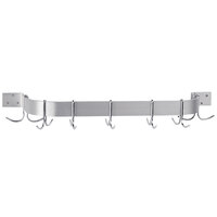 Advance Tabco GW1-36 41 inch Powder Coated Steel Wall Mounted Single Line Pot Rack with 6 Double Prong Hooks