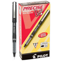 Pilot 35334 Precise V5 Black Ink with Black Barrel 0.5mm Roller Ball Stick Pen   - 12/Pack