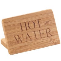 Cal-Mil 606-3 3 inch x 2 inch Bamboo Hot Water Beverage Sign