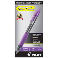 Pilot 31029 G2 Premium Purple Ink with Translucent Barrel 0.7mm Retractable Gel Pen - 12/Pack
