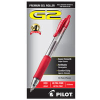 Pilot 31279 G2 Premium Red Ink with Translucent Barrel 0.38mm Ultra Fine Retractable Gel Pen - 12/Pack