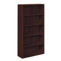 HON 105535NN 10500 Series Mahogany 5 Shelf Laminate Wood Bookcase - 36 inch x 13 1/8 inch x 71 inch
