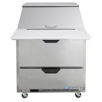 Beverage-Air SPED27HC-12M-B Elite Series 27" 2 Drawer Mega Top Refrigerated Sandwich Prep Table