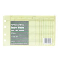 Rediform Office 14055 5 inch x 8 1/2 inch Green Ledger 4-Ring Binder Refill Sheets   - 100/Pack