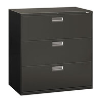 HON 693LS 600 Series Charcoal Three-Drawer Lateral Filing Cabinet - 42" x 19 1/4" x 40 7/8"