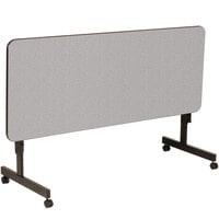 Correll EconoLine Mobile Flip Top Table, 24 inch x 72 inch Adjustable Height Melamine Top, Gray - EconoLine