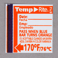 Taylor 8752 TempRite Single Use Manual Dishwasher 170 Degrees F Test Label - 24/Pack