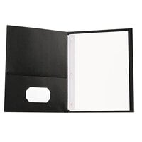 Universal UNV57114 Letter Size 2-Pocket Paper Pocket Folder - Tang Fasteners, Black - 25/Box