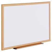 Universal UNV43619 36 inch x 24 inch White Melamine Dry-Erase Board with Oak Frame
