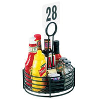 Clipper Mill by GET 4-31860 8 1/2 inch Black Teflon® Coated Iron Round Condiment Caddy with Card Holder
