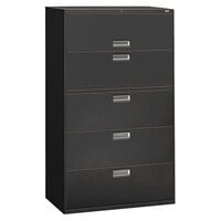 HON 695LS 600 Series 42" x 18" x 64 1/4" Charcoal Five-Drawer Metal Lateral File Cabinet - Legal/Letter
