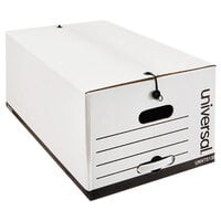 Universal UNV75130 24 inch x 15 inch x 10 inch White Economy Legal Sized Corrugated Fiberboard Storage Box with Tie Closure - 12/Case