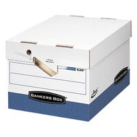 Fellowes 0063601 Banker's Box Presto 12 inch x 15 inch x 10 inch White Maximum Strength Letter / Legal File Storage Box with Locking Lid - 12/Case