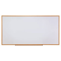 Universal UNV43620 96 inch x 48 inch White Melamine Dry-Erase Board with Oak Frame