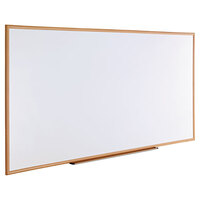 Universal UNV43620 96 inch x 48 inch White Melamine Dry-Erase Board with Oak Frame