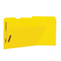 Universal UNV13524 Letter Size Fastener Folder with 2 Fasteners - Reinforced 1/3 Cut Assorted Tab, Yellow - 50/Box
