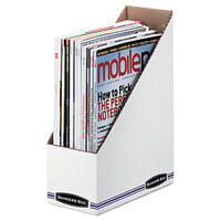 Fellowes 10723 4 inch x 9 1/4 inch x 11 3/4 inch White Corrugated Cardboard Magazine File - 12/Case