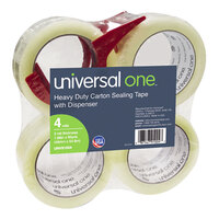 Universal UNV91004 2 inch x 60 Yards Heavy-Duty Box Sealing Tape with Dispenser - 4/Pack
