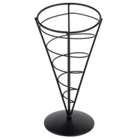 Tablecraft AC59 Vertigo Round Black Appetizer Wire Cone Basket - 5" x 9"