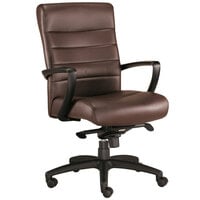 Eurotech Seating LE255-BRNL Manchester Brown Leather Mid Back Swivel Tilt Office Chair