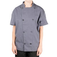 Chef Revival Silver J205 Unisex Gray Performance Short Sleeve Chef Jacket with Mesh Back - XS