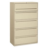 HON 795LL 700 Series 42 inch x 19 1/4 inch x 67 inch Putty Five-Drawer Metal Lateral File Cabinet - Legal/Letter
