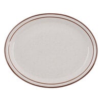 Tuxton TBS-013 Bahamas 11 1/2 inch x 9 1/8 inch Brown Speckle Narrow Rim China Platter   - 12/Case