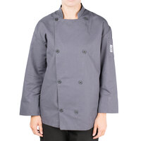 Chef Revival Silver J200 Unisex Gray Performance Long Sleeve Chef Jacket with Mesh Back