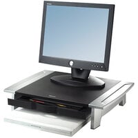 Fellowes 8031101 Office Suites 19 7/8 inch x 14 1/16 inch x 6 1/2 inch Black / Silver Monitor Riser