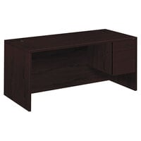 HON 10583RNN 10500 Series 66" x 30" x 29 1/2" Mahogany "L" Right 3/4 Height Pedestal Desk