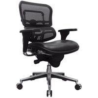 Eurotech Seating LEM6ERGLO Ergohuman Black Leather / Mesh Mid Back Swivel Office Chair