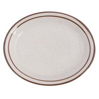 Tuxton TBS-041 Bahamas 8 1/2 inch x 6 7/8 inch Brown Speckle Narrow Rim China Platter - 36/Case