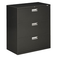 HON 683LS 600 Series 36" x 19 1/4" x 40 7/8" Charcoal Three-Drawer Metal Lateral File Cabinet - Legal/Letter