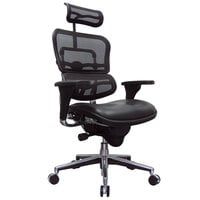 Eurotech Seating LEM4ERG Ergohuman Black Leather / Mesh High Back Swivel Office Chair