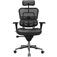 Eurotech Seating LEM4ERG Ergohuman Black Leather / Mesh High Back Swivel Office Chair