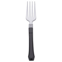 WNA Comet HRFFK480BK Reflections Duet 7" Stainless Steel Look Heavy Weight Plastic Fork with Black Handle - 480/Case
