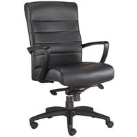 Eurotech Seating LE255-BLKL Manchester Black Leather Mid Back Swivel Tilt Office Chair