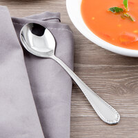 Reed & Barton RB110-016 Berkshire Matte 6 1/8 inch 18/10 Stainless Steel Extra Heavy Weight Bouillon Spoon - 12/Case