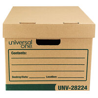 Universal UNV28224 100% Recycled 12 inch x 15 inch x 10 inch Heavy-Duty Kraft Letter / Legal File Storage Box with Lid - 12/Case