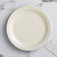 Choice 10 1/2 inch Ivory (American White) Narrow Rim Stoneware Plate - 12/Case