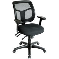 Eurotech Seating MFT9450-5806 Apollo Black Fabric / Mesh Multi-Function Mid Back Swivel Office Chair