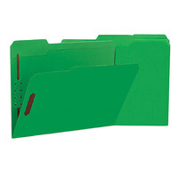 Universal UNV13522 Letter Size Fastener Folder with 2 Fasteners - Reinforced 1/3 Cut Assorted Tab, Green - 50/Box