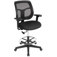 Eurotech Seating DFT9800-5806 Apollo Dove Black Fabric / Mesh Swivel Drafting Stool