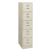 HON 310 Series 15" x 26 1/2" x 60" Light Gray Five-Drawer Letter Filing Cabinet