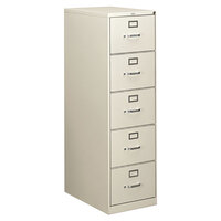HON 315CPQ 310 Series 18 1/4" x 26 1/2" x 60" Light Gray Five-Drawer Full-Suspension File Cabinet - Legal