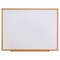 Universal UNV43618 48 inch x 36 inch White Melamine Dry-Erase Board with Oak Frame