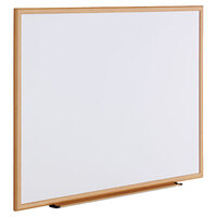 Universal UNV43618 48 inch x 36 inch White Melamine Dry-Erase Board with Oak Frame
