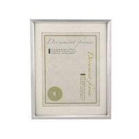 Universal UNV76854 8 1/2 inch x 11 inch, 11 inch x 14 inch Metallic Silver Plastic Document Frame with Mat